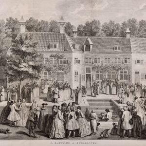 Balthasar Bernards naar Louis Fabritius Dubourg - Doop bij de Rijnsburgse Collegianten, ca. 1735   Gravure - Gesigneerd in de plaat - 1736